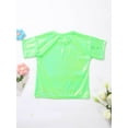 thumbnail image 4 of MSemis Kids Girls Boys Shiny T-shirt Metallic Short Sleeve T-Shirt Jazz Dance Top,Size 3-16 Fluorescent Green 9-10, 4 of 6