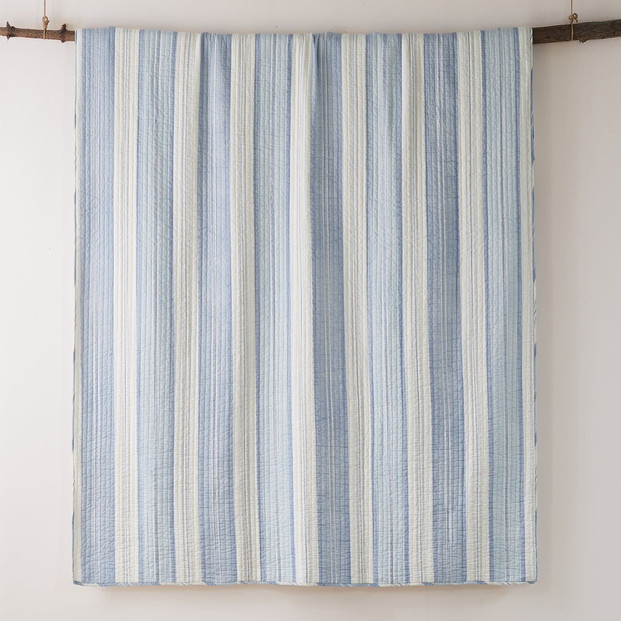 Levtex Home - Ipanema Quilt Set - King Quilt + Two King Pillow Shams - Coastal - Blue, Taupe and Cream - Quilt Size (106x92in.) and Pillow Sham Size (36x20in. ) - Reversible - Cotton Fabric