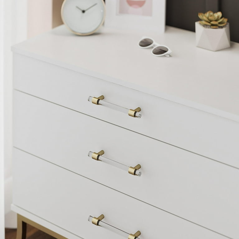 3-Drawer Dresser with Clear Acrylic Rod Handles B2733p418306