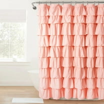 Lush Decor Ruffle Textured Shower Curtain, 72" x 72", Blush, Single