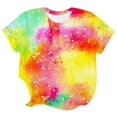 thumbnail image 4 of T Shirts for Women Crew Neck Tie-Dye Short Sleeve Top Dancing Business Casual Dressy Clothes, 4 of 4