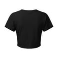 thumbnail image 4 of Tittly T Shirts for Women Tshirts Shirts Womens Casual Short Sleeve Tie Front Top Round Neck Summer Solid Color Crop Top T Shirt Going Out Tops Crop Tops Black L, 4 of 5