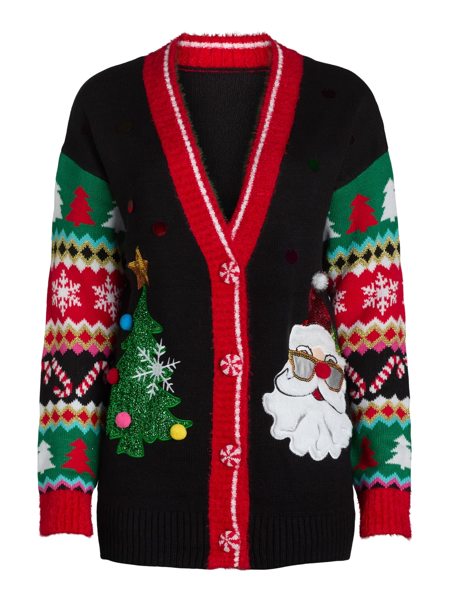 Holiday Time Embellished Cardigan Sweater, Women's, Sizes XS-XXXL