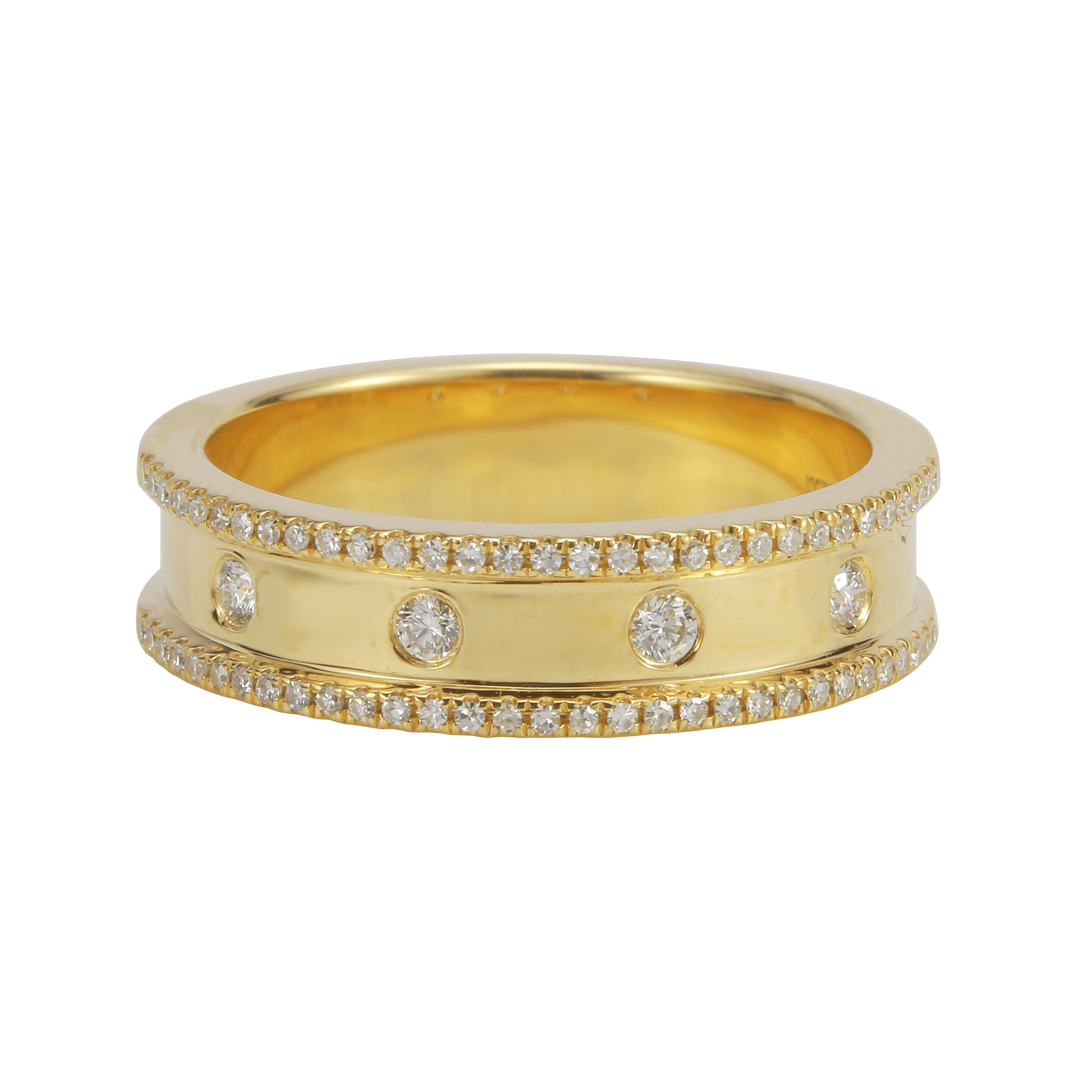 Remark - 14k Yellow Gold Diamond Bezel Wide Band Ring (1/4 cttw, I-J ...