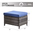 thumbnail image 3 of Giantfurnni 2 Peices Patio Rattan Ottomans, Outdoor Wicker Footrests with Cushions for Porch Backyard Deck, 3 of 7
