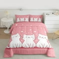 thumbnail image 2 of Manfei Cute White Cat Bedding Comforter Set for Teen, Dreamy Stars Print Twin Comforter Sets, Kawaii Cartoon Kitten Reversible Bedding Set, Super Cozy Room Decor, 2-Piece, 2 of 8