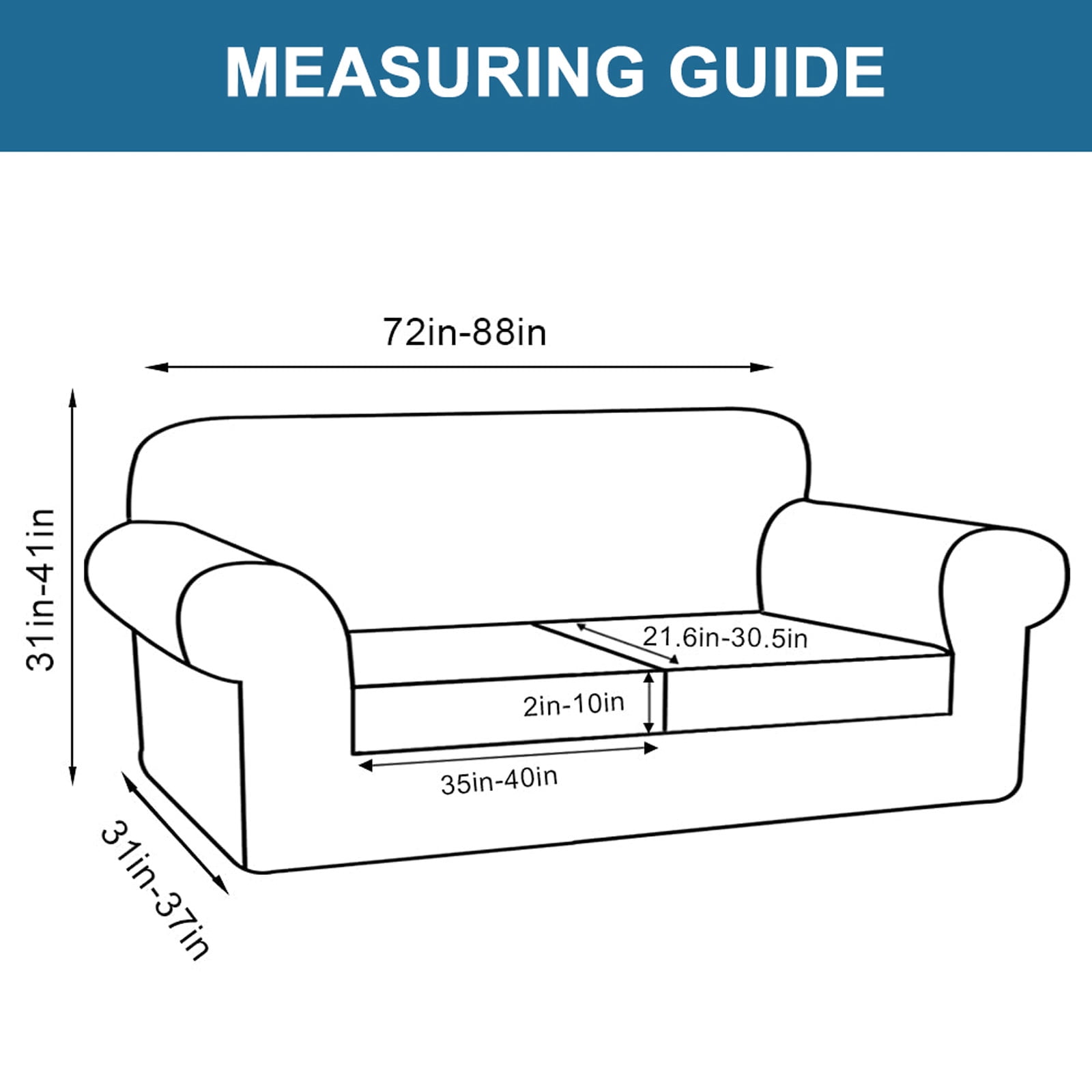 Sanmadrola 3 Piece Stretch Sofa Covers Couch Covers for 2 Cushion Couch Sofa Slipcovers Width Up to 90 Inch Feature Thick Soft Stay in Place