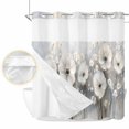thumbnail image 2 of Spring Camellia No Hook Shower Curtain Waterproof, Bathroom Curtains with Snap in Liners and See Through Top Window, Retro Floral Oil Painting Modern Art Hotel Style Bathtub Curtains Shower 72"Wx78"L, 2 of 8
