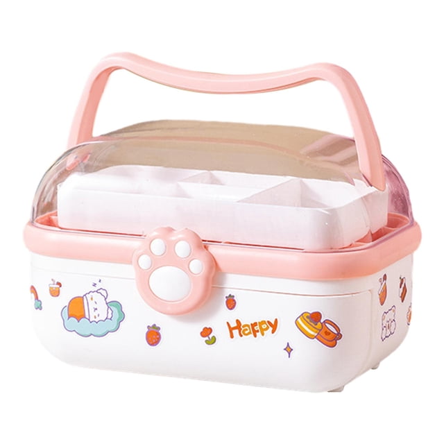 Jewelry Storage Box Vanity Storage with Handle Holder Hair Accessories Organizer Three Layer