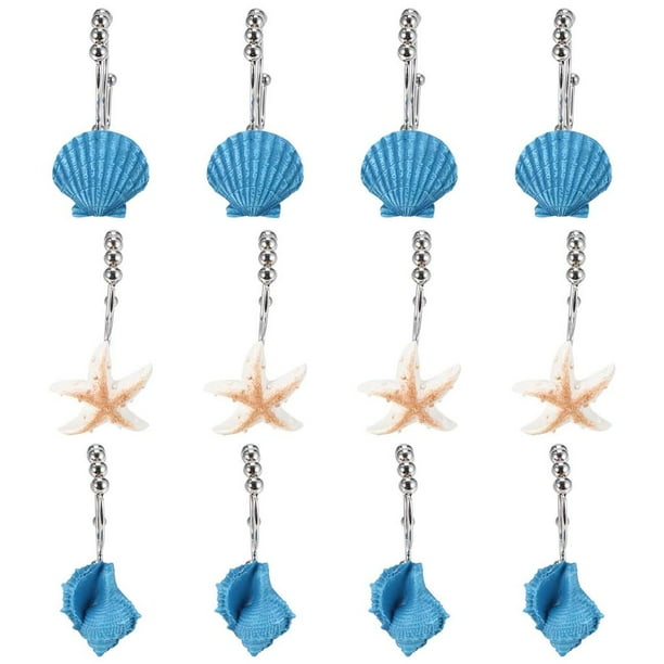 Naiovety Juego de ganchos colgantes con forma de concha de estrella de mar, juego de ganchos colgantes de acero inoxidable, juego de ganchos dobles para Juegos de accesorios de baño No.2 Naiovety HA025013-02