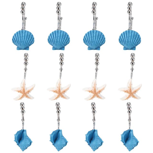 Naiovety Juego de ganchos colgantes con forma de concha de estrella de mar, juego de ganchos colgantes de acero inoxidable, juego de ganchos dobles para Juegos de accesorios de baño No.2 Naiovety HA025013-02
