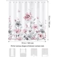 thumbnail image 2 of Grey Pink Floral Shower Curtain, Watercolor Flower Leaves Butterfly Elegant Bathroom Decor 72x72 Inch Polyester Fabric Waterproof Bath Curtain with 12 Hooks, 2 of 12