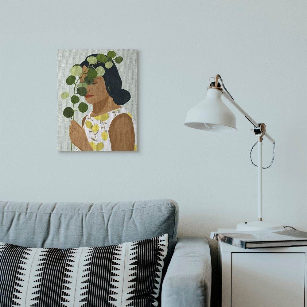 Stupell Industries Woman With Plant Green Fashion Modern Painting Super Canvas Wall Art by Victoria Borges