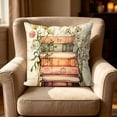 thumbnail image 2 of Letter Floral Pillow Cover, Book Themed Cushion, 18x18 Inch Pillowcase for Book Nook Reading Corner Decor, 2 of 5