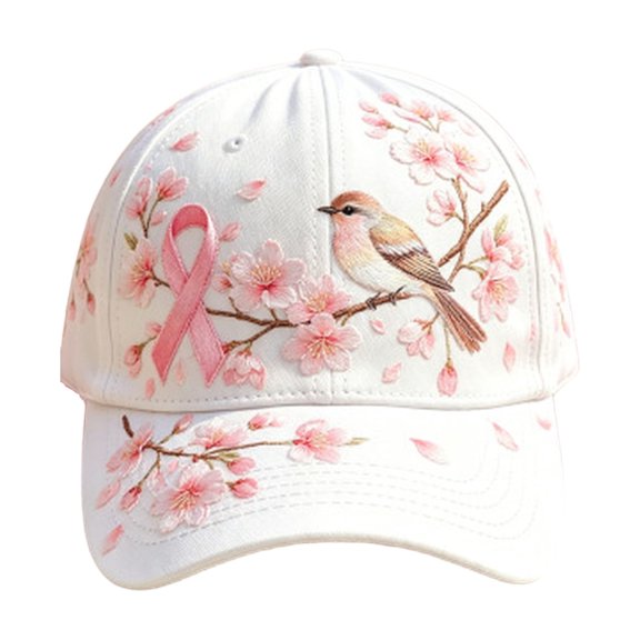 Breast Cancer Awareness Accessories Hats Pink Ribbon Hummingbird Angel Wings Print Breast Cancer Awareness Hats Casual Adjustable Baseball Cap