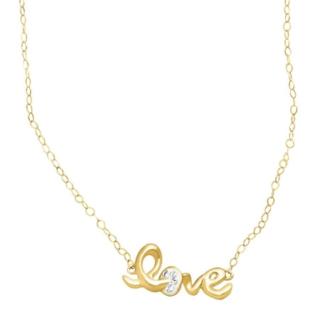 Crystaluxe Petite Expressions 'Love' Necklace with Swarovski Crystals in 14kt Gold