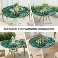 thumbnail image 5 of Waterproof Round Tablecloth with Tropical Leaf and Hawaiian Floral Prints, Backed Non-Slip Table Cover with Elastic Edge, Fits 44-50 Inch Tables for Dining and Picnic Use, 5 of 5