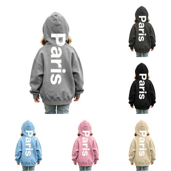 Vividxx Hoodies For Girls Kids Letter Print Long Sleeve Pullover Casual Hooded Sweatshirts Soft Outerwear Trendy Fashion 11-12 Years