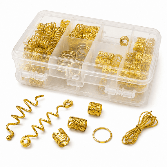 Hair Accessories Loc Hair Jewelry for Women Braids Style 8 47 PCS - Gold Dreadlock Beads & Metal Hair Clips, Braids Jewelry for Locs