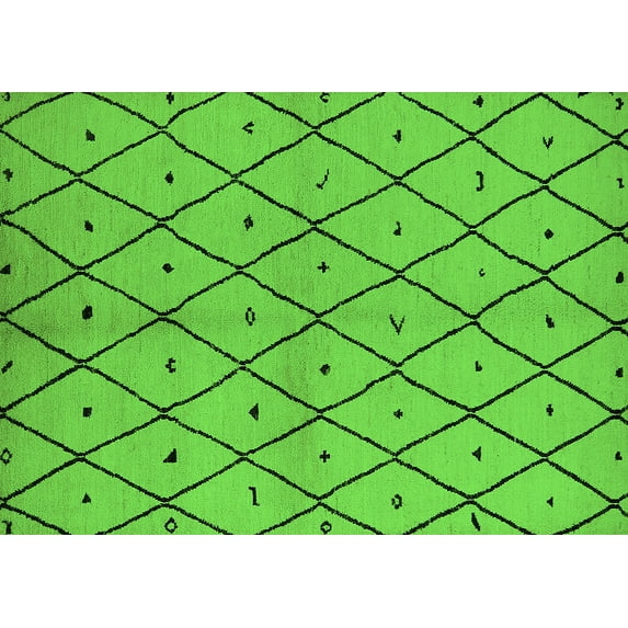 Ahgly Company Indoor Rectangle Solid Green Modern Area Rugs, 7' x 10'