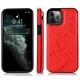 thumbnail image 2 of Feishell Back Case for iPhone 14 Pro,Embossed Pattern PU Leather Wallet Phone Case with ID Credit Card Slots Shockproof Magnetic Buckle Back Flip Holder Protective Cover,Red, 2 of 9