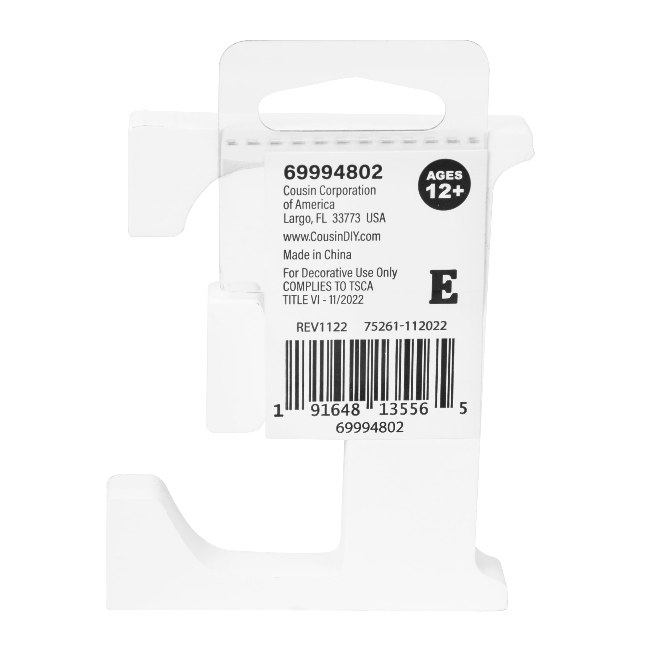 Cousin DIY 3" White Wood Letter E