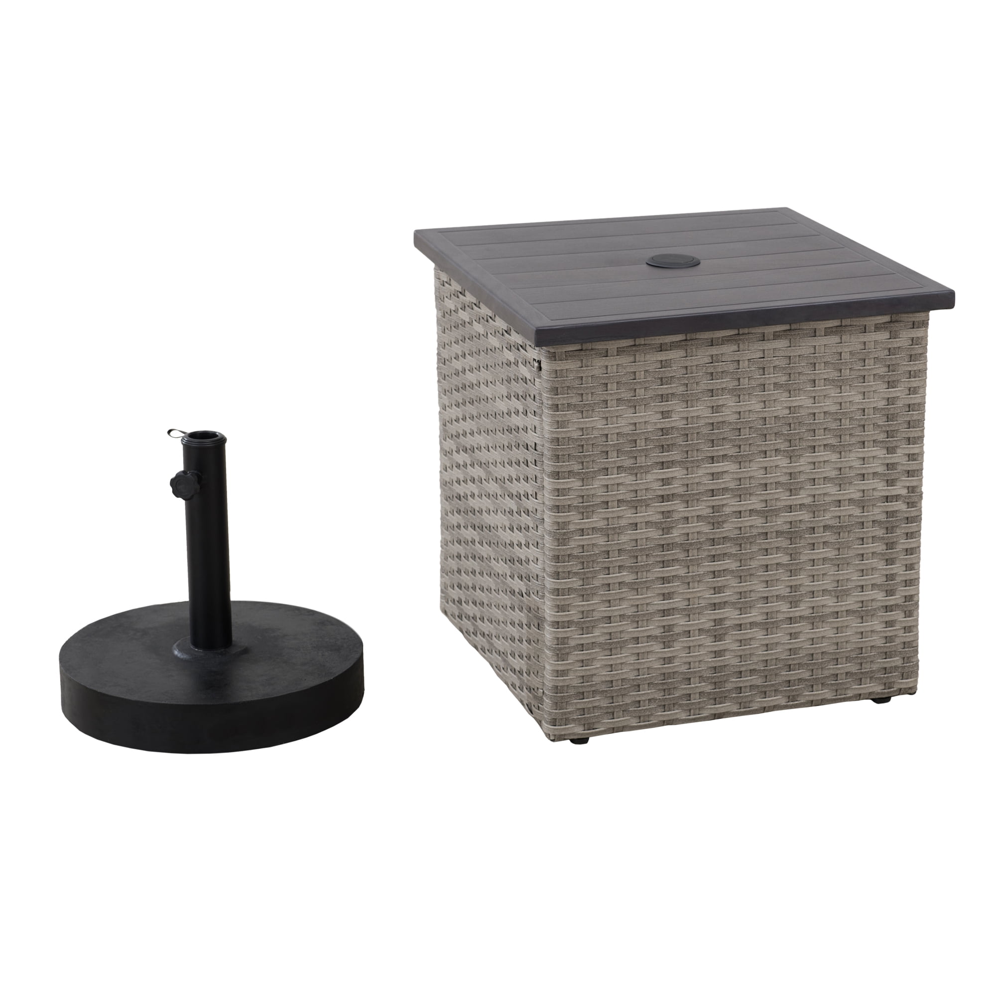 Sunjoy Terry Combination Umbrella Stand Side Table Gray