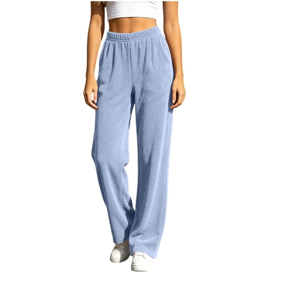 Stamzod High Waisted Lounge Pants Women 2026 Winter Pajamas Casual Straight Leg Fleece Pajama Pants with Pocket Women's Sleepwear Free Size