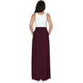 thumbnail image 5 of KOH KOH Long Flowy Cute Modest High Empire Waist Full Floor Length Pockets Casual Semi Formal Vintage Work Office Workwear Maxi Skirt For Women Maroon Wine Red Medium US 8-10 NT325, 5 of 7