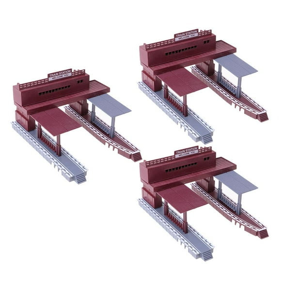 kusrkot 3Pcs 1/87 Scale Train Station Model Kit for Sand Table Layout Accessory