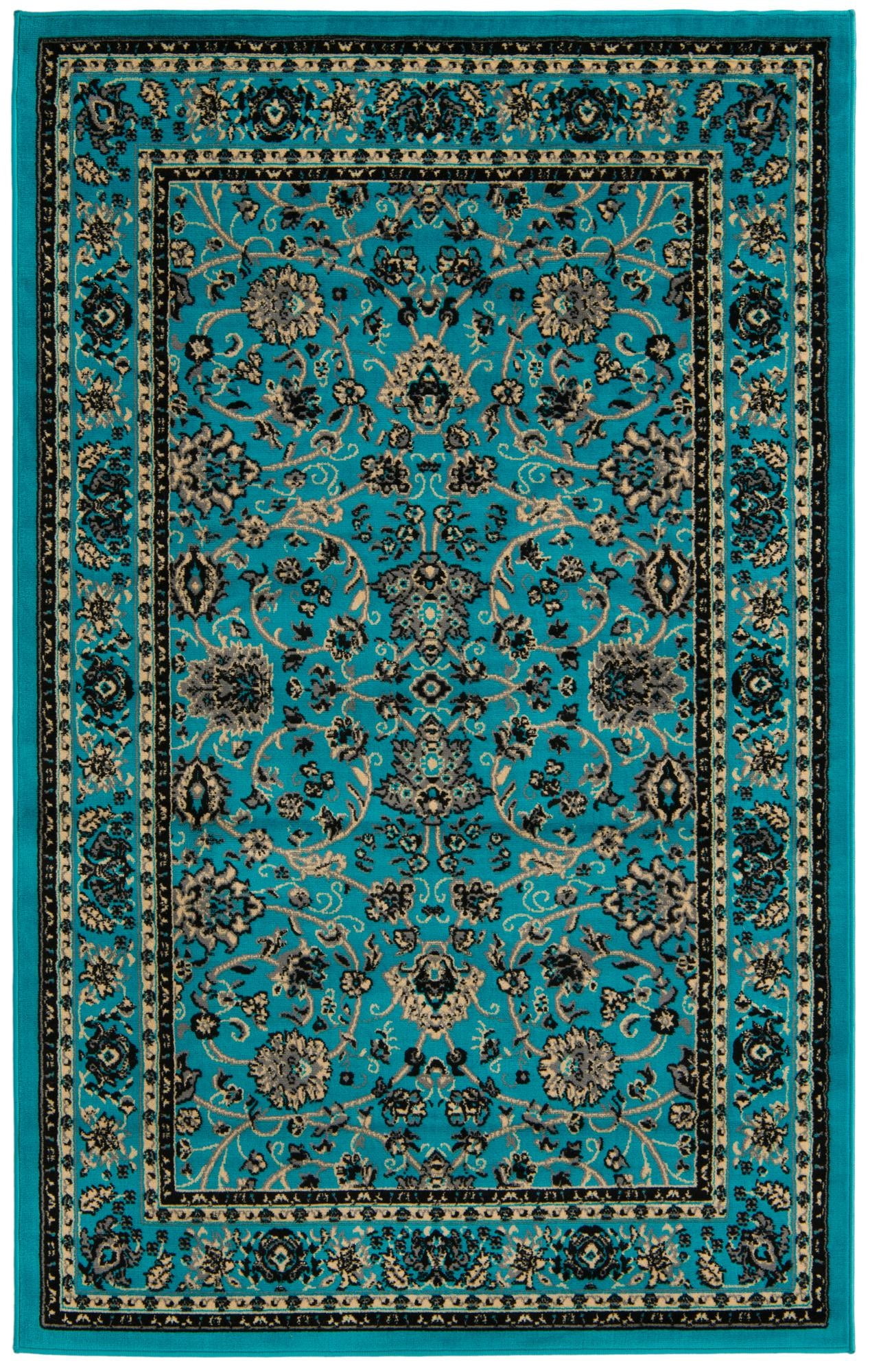 Rugs.com Yasmin Collection Rug – 5' x 8' Turquoise Medium Rug Perfect ...