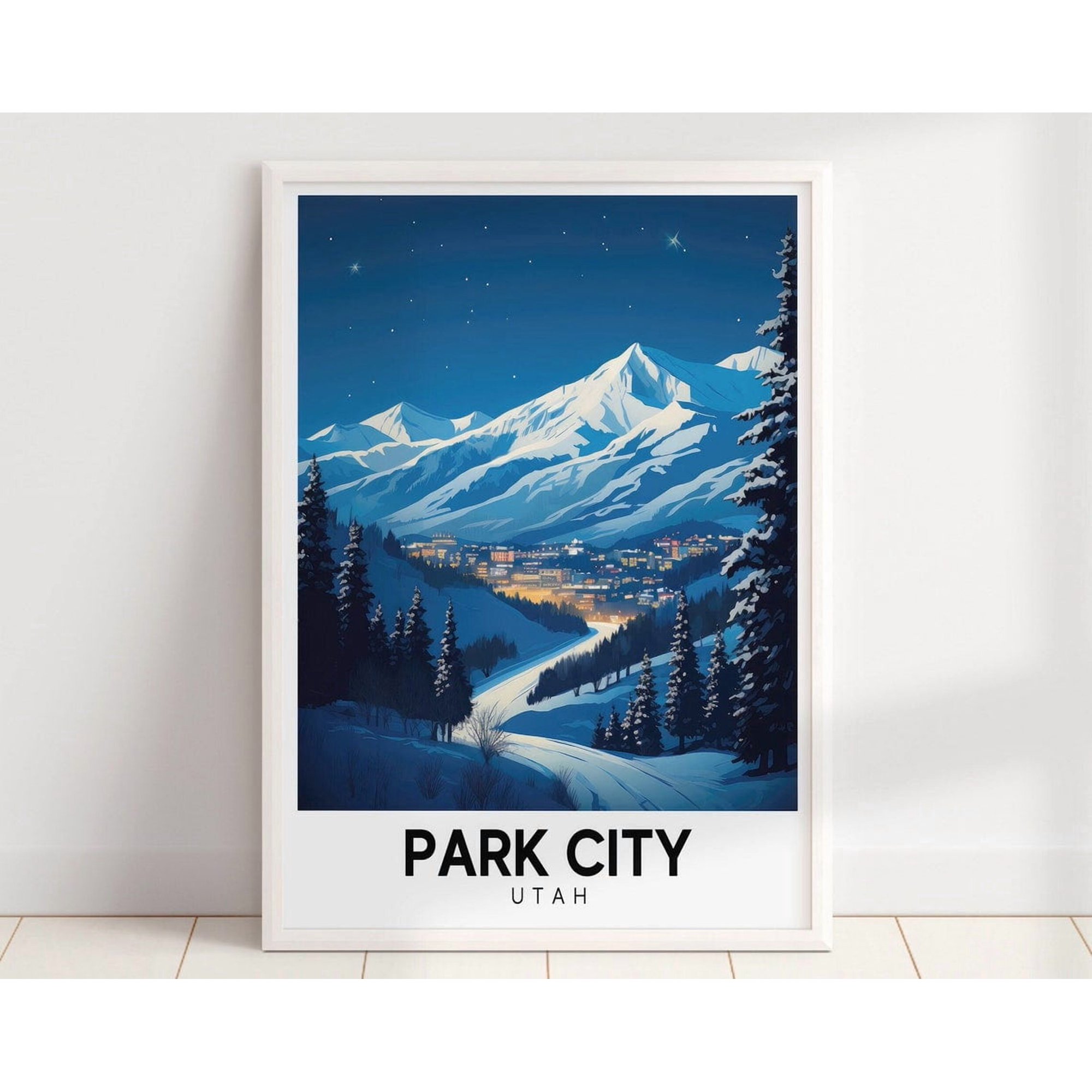 Park City Ski Resort Travel Poster Mountain Wall Art Cabin Decor Vintage Poster Ski Wall Art Modern Wall Decor
