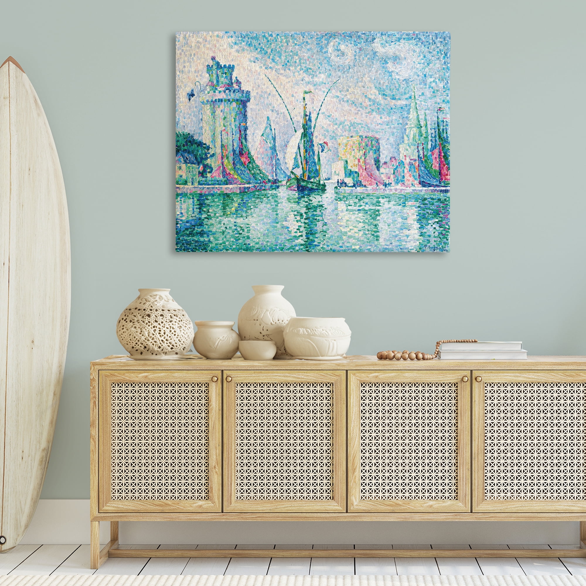 Stupell Industries La Rochelle Classical Signac Transportation Painting Wrapped Canvas Art Print Wall Art, 48 x 36