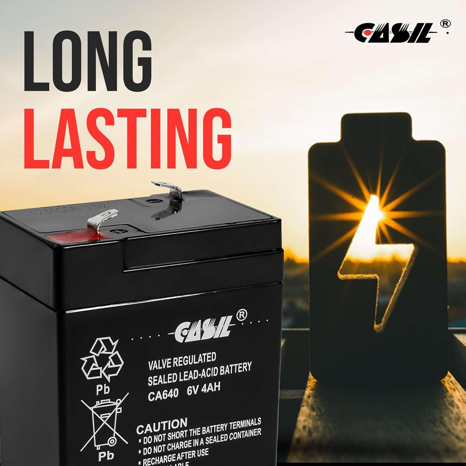 CA640 6V 4Ah Battery – Replacement for Lithonia ELB06042 Emergency Light Battery, ELB 06042 Compatible with Exit Signs & Commercial Lighting Fixtures