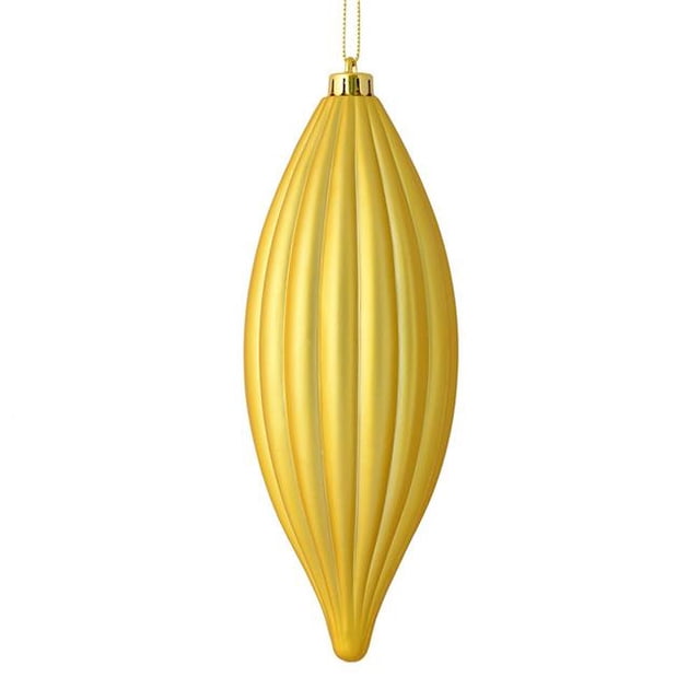 Vickerman M183208M 8 in. Gold Matte Line Finial Ornament 4 per Bag
