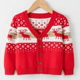 thumbnail image 2 of Zwiiyzr Unisex Toddler Baby Boy' Girls' Cardigans Sweater Christmas Snowflake Deer V-Neck Long Sleeve Button Knit Sweaters for 2-7 Years Red, 2 of 4