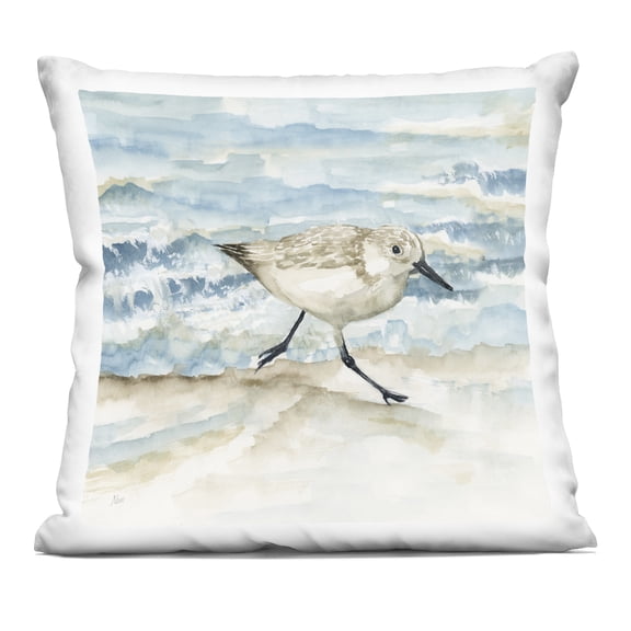 Stupell Industries Sandpiper Striding Shore Design by Nan Throw Pillow