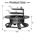 thumbnail image 3 of 47Inch Wood Burning Fire Pit Table with Grills and Lid, 3 of 6