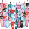 thumbnail image 1 of Vasos de plástico motivacionales Uiifan, 710 ml, 50 unidades, 10 colores, 1 of 6
