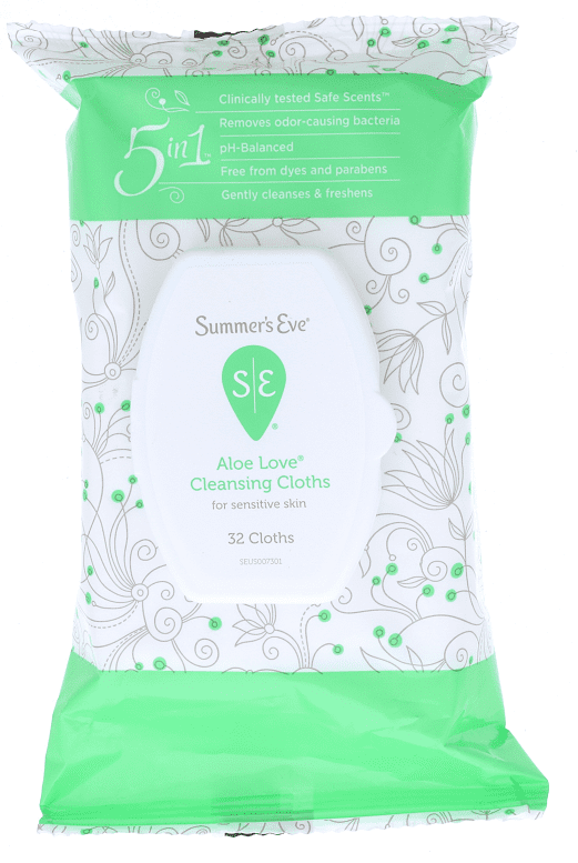 Summer's Eve Aloe Love Cleansing Cloths for Sensitive Skin, 32 Count Pack of 2