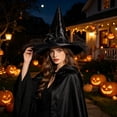 thumbnail image 5 of Odeerbi Kids Boys Girls Halloween Witch Hat Rose Tulle Wide Brim Pointed Tall Hat Party Dress Up Accessory, 5 of 6