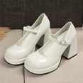 thumbnail image 6 of KELINFONG Women's Mary Jane Heels Platform Heels Dress Shoes Pumps with Buckle Strap for Office Wedding, 6 of 7