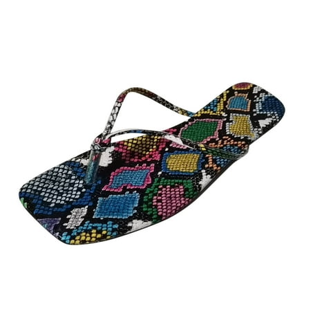 

Youmylove Women Slide Slippers Fashion Summer Snakeskin Flip-Flat Casual Beach Slippers Sandals Leisure Comfort Cozy Daily Walking