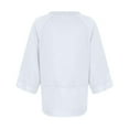 thumbnail image 6 of Womens Tops Women's Patchwork Solid Color Round Neck Three-quarter Sleeve Pagoda Sleeve Loose T-shirt, 6 of 6