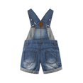 thumbnail image 2 of Kidscool Space Baby & Little Boys Big Bib Pocket Stripe Cuffed Bottom Denim Shortalls,Blue,2-3 Years, 2 of 8