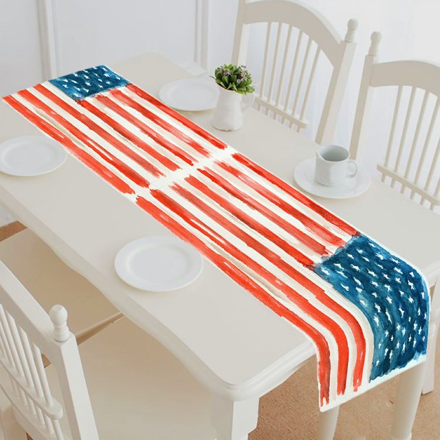 Camino de mesa ABPHQTO Bandera estadounidense Fiestas nacionales 40x180 cm