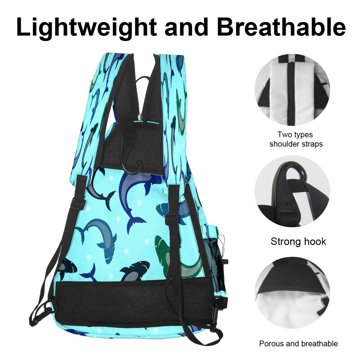 Pickleball Bags for Men Women Pickleball Backpack with Large Capacity Lightweight Adjustable Pickleball Sling Bag Hold Paddles, Balls, Accessories Texture Shark