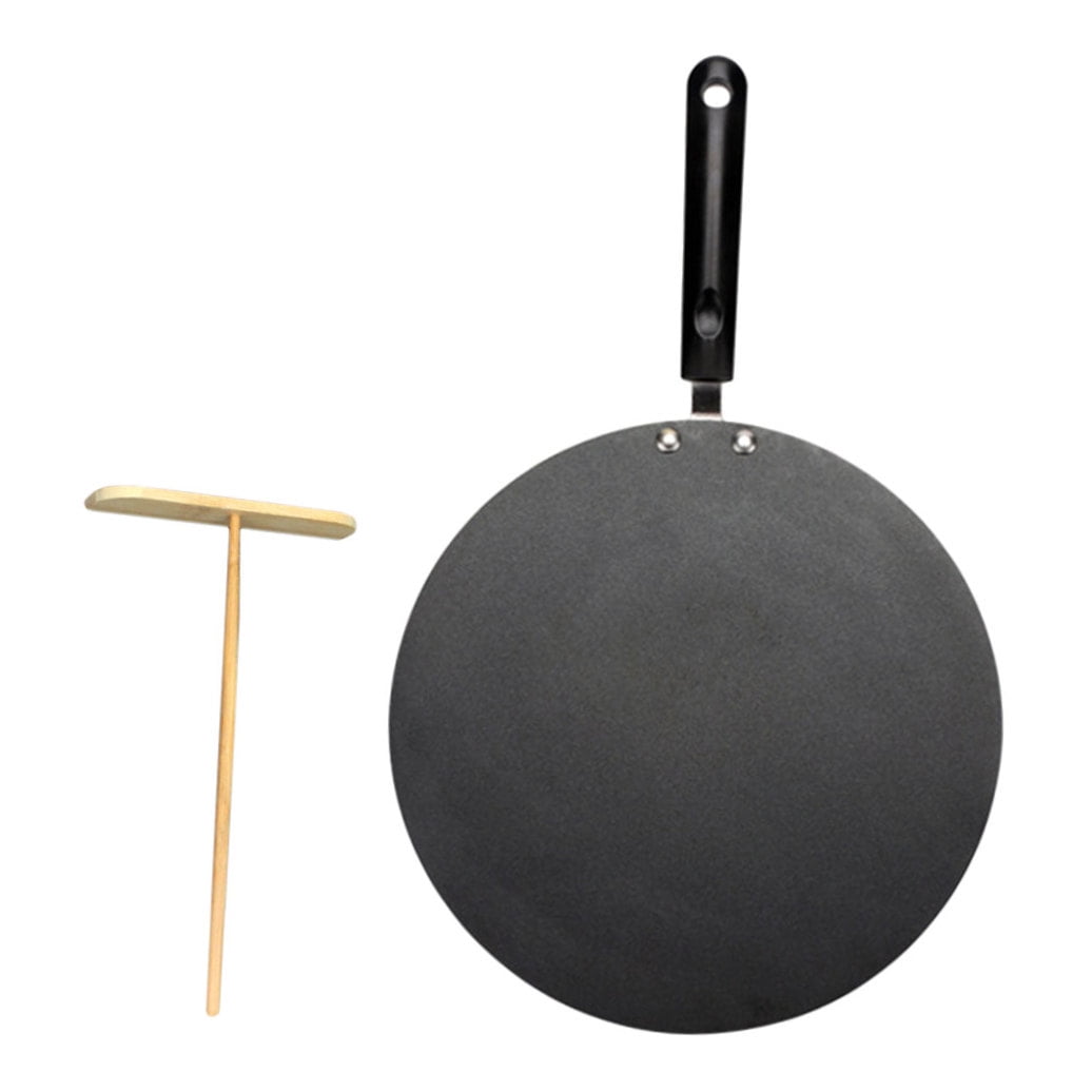 ETHZZLE 1Set Kitchen Pan Non Stick Skillet with Flat Bottom and Wooden Scraper