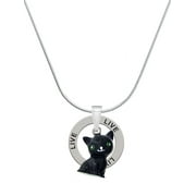 Delight Jewelry Resin Black Cat Live Ring Charm Necklace, 18"