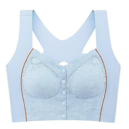 Women s Bras No Wire Full-Coverage Bra Feature V-Neck Balconette Bra Style W-623 Blue M